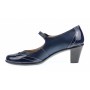 Oferta marimea 39 - Pantofi dama, eleganti, din piele naturala in combinatie cu piele lac, culoare bleumarin - LP104BLBL